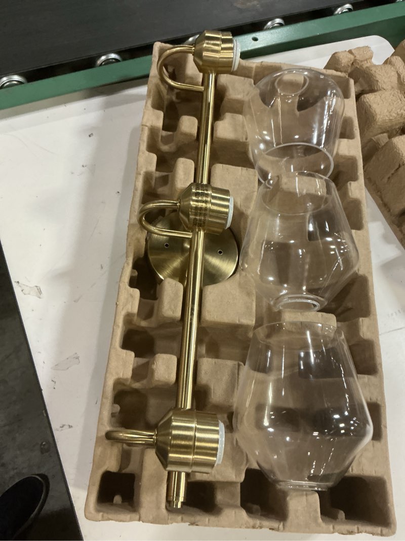 Condition photo showing Good Condition for allen + roth merritt 24-in 3-light brushed gold transitional vanity light