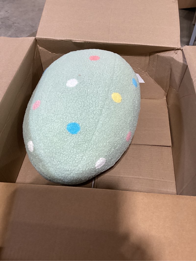 Condition photo showing Good Condition for ashler easter pillows, egg shaped throw pillow, green spring easter decoration, teddy sherpa egg pillow with colorful polka dots embroidery, easter eggs decor for bedroom, living room, couch, 14x11 in
