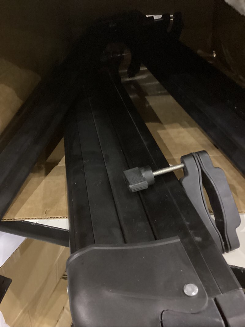 Condition photo showing As Is for Alpinista Ski & Snowboard Rack for Car Roof with Sliding Extension, Snowboard Roof Rack Fits 5 Ski Pairs or 4 Snowboards, Aluminum, Universal for Square/Rectangular/Aero Bars Black