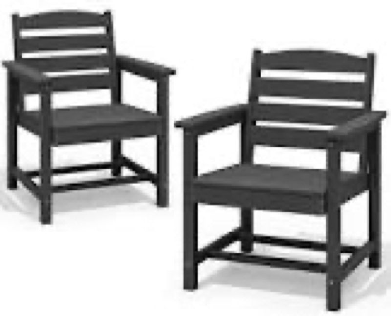 Patio Dining Chair HDPE Armchair (Set of 2)