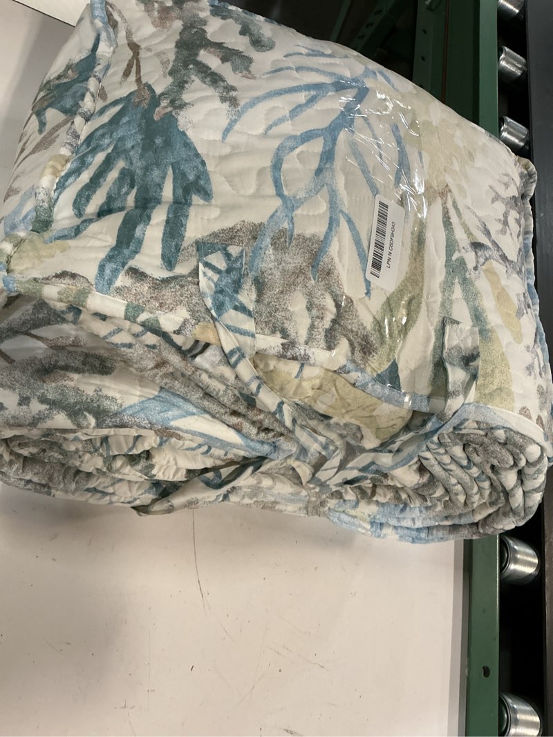 Condition photo showing Good Condition for carstens, inc. coastal beach bedding set, nautical 3-piece microfiber ocean quilt, coastal summer, full/queen full / queen summer