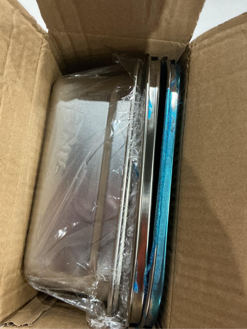 Condition photo showing Good Condition for 2pcs stainless steel ice cream container refrigerator ice cream container stainless steel food containers with steel lids metal freezer food preservation box stainless steel container with lid 7.9x5.1x3.1in/41 fl oz