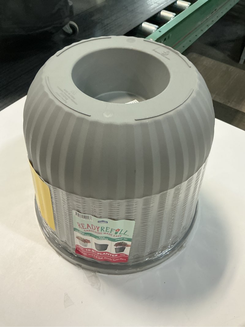 Condition photo showing As Is for  Ready Refill Round 11.3-in W x 11.3-in L Gray Recycled plastic Indoor/Outdoor Planter
