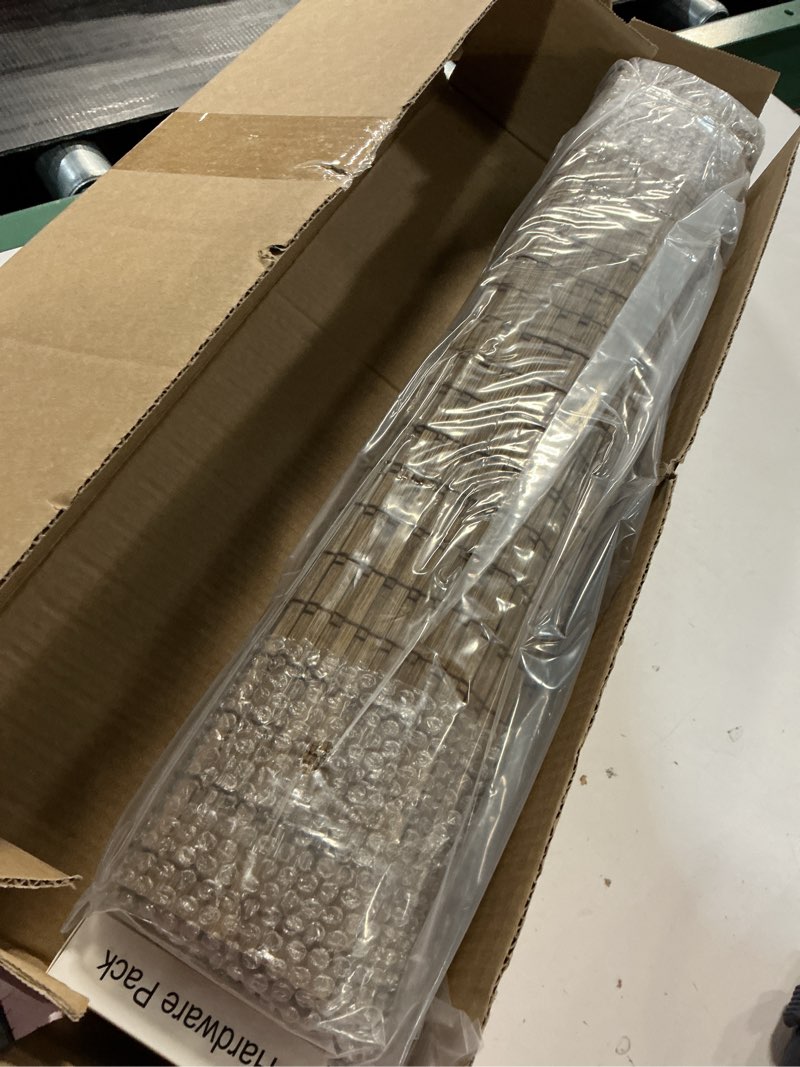 Condition photo showing New/Like New for lazblinds cordless bamboo roman shades, privacy blinds for interior windows, room darkening roll up bamboo blinds for home & patio, 21.5" w x 64" h, highfield teak pricacy - highfield teak 21.5" w x 64" h