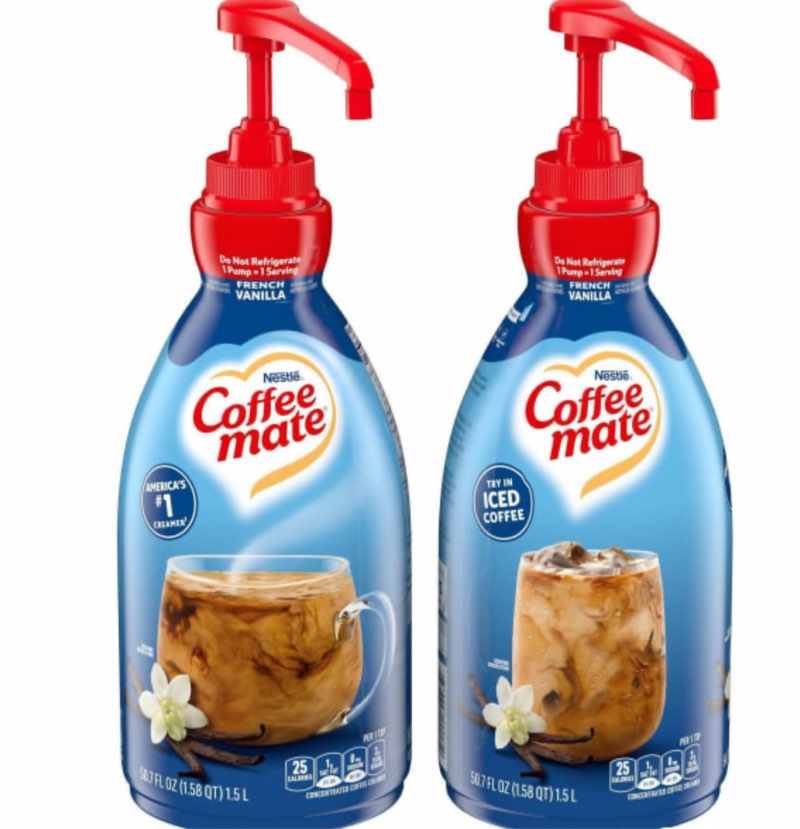 (Best by Jan/2026 ) 1.5 Liter Pump Bottle Liquid Coffee Creamer - French Vanilla (2/Carton