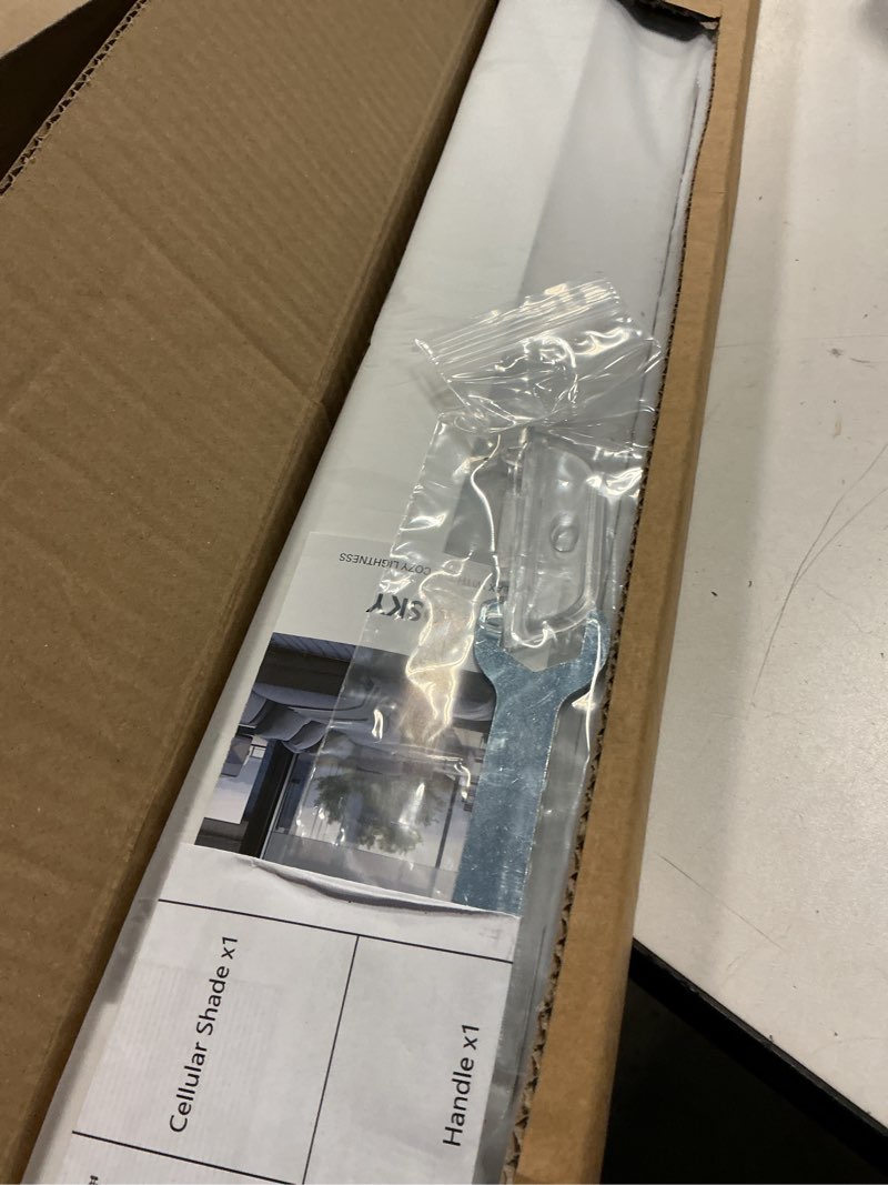 Condition photo showing Good Condition for aosky 100% blackout no drill cellular shades blinds for indoor windows, no tools thermal insulated black out cordless honeycomb blinds for bedroom living room window, 32" w x 64" h, white blackout-white 32"w x 64"h