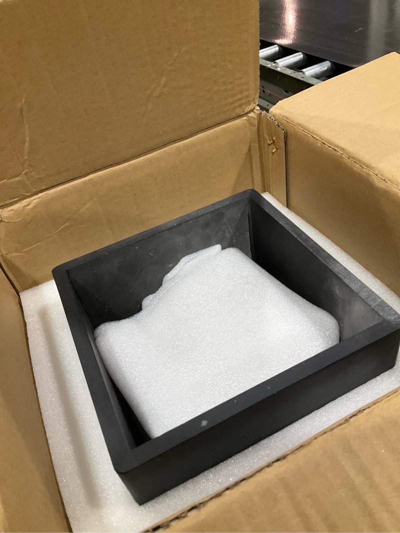 Condition photo showing As Is for Black Marble Trash Can for Bathroom, Minimalist Theme Chic Wastebasket,Luxurious Design Rubbish Bin, Elegant Black Marble Waste Basket for Bathroom, Bedroom, Living Room