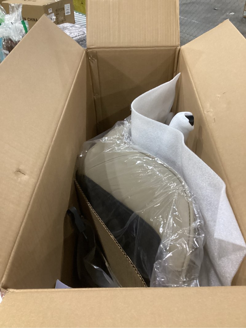 Condition photo showing New/Like New for Rowill Modern Office Chair - Ergonomic Swivel Leather Desk Chair with Curved Backrest, Height Adjustable Rolling with Wheels, Perfect for Study Room & Office, Khaki