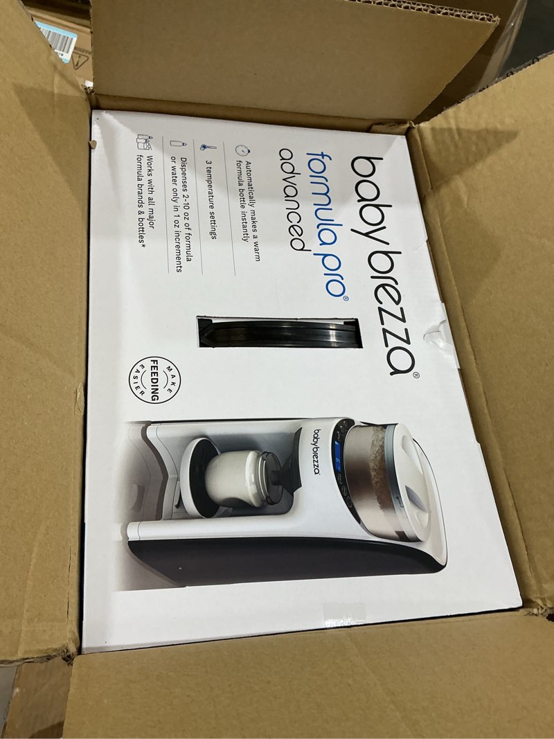 Condition photo showing New/Like New for baby brezza new and improved formula pro advanced formula dispenser machine - automatically mix a warm formula bottle instantly - easily make bottle with automatic powder blending, white formula pro advanced dispenser