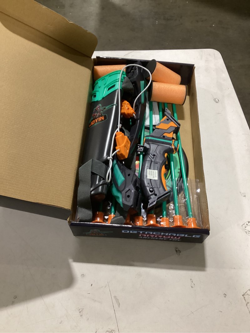 Condition photo showing Good Condition for JOYIN Kids Bow and Arrow Set, LED Light Up Archery Toy Set with 9 Suction Cup Arrows, Target & Arrow Case, Indoor and Outdoor Hunting Play Gift Toys for Kids, Boys & Girls Ages 6-12 Aqua Blue