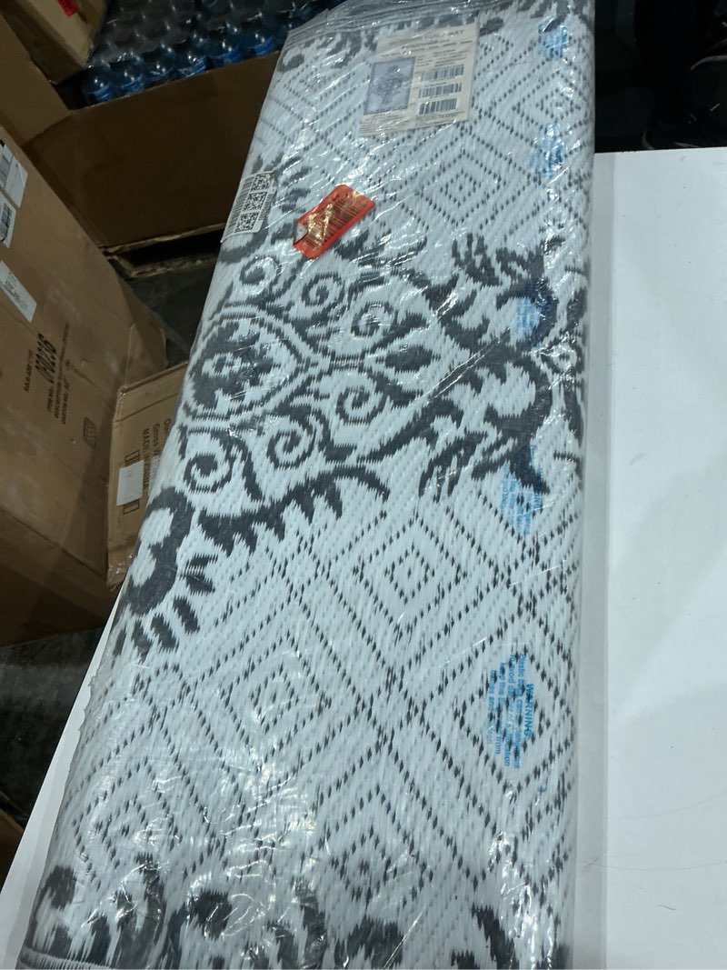 Condition photo showing New/Like New for outdoor rug - 5x7 black, reversible recycled plastic straw outdoor patio rugs clearance waterproof large rv camper mats 507 black, white 5' x 7' (rectangular)
