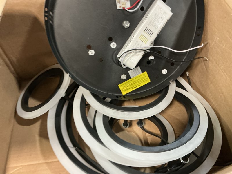 Condition photo showing As Is for Ganeed Dimmable LED Ceiling Light Modern 4 Rings Ceiling Lamp with Remote Control,60W Gold Flush Mount Ceiling Lights for Living Room, Bedroom, Kitchen, Corridor, Dining Room,Office 3 Color