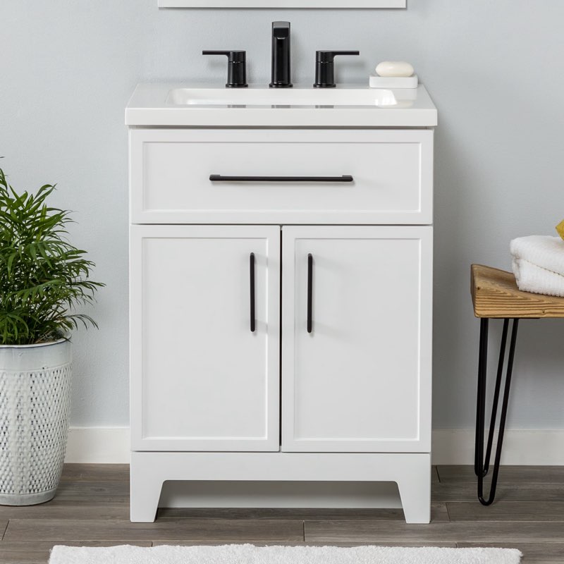 Style Selections Potter 24-in True White Single Sink Bathroom Vanity