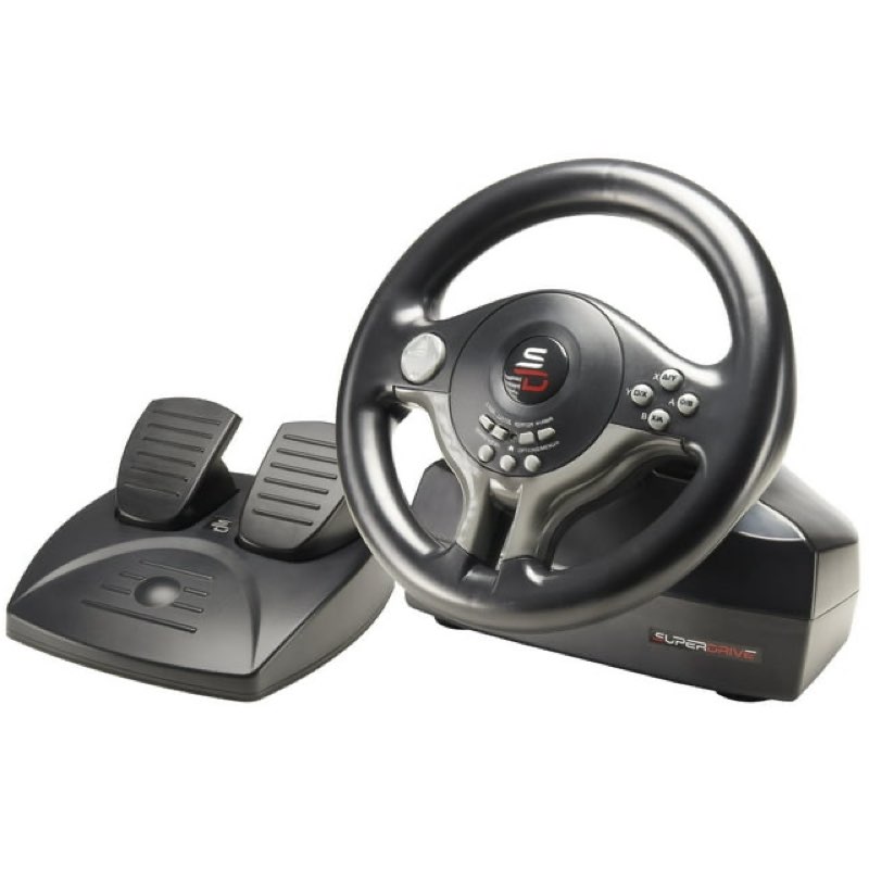 Subsonic - Superdrive SV250 Steering Wheel, 180° rotation, with pedals and Paddle Shifters. Compatible Switch 2 / Switch, PS4, PC, and Xbox – Black