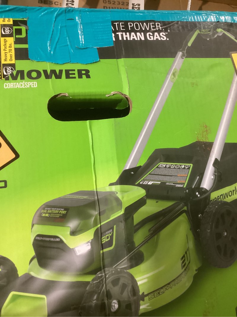 Condition photo showing New/Like New for Greenworks 60V 21" Self-Propelled Cordless Lawn Mower, Brushless Motor, LED Lights, Includes 2X 4.0Ah Batteries & Rapid Dual-Port Charger(75+ Tool Compatibility, 45Min Runtime) 60V 21" Self-Propelled (2 x 4.0Ah)