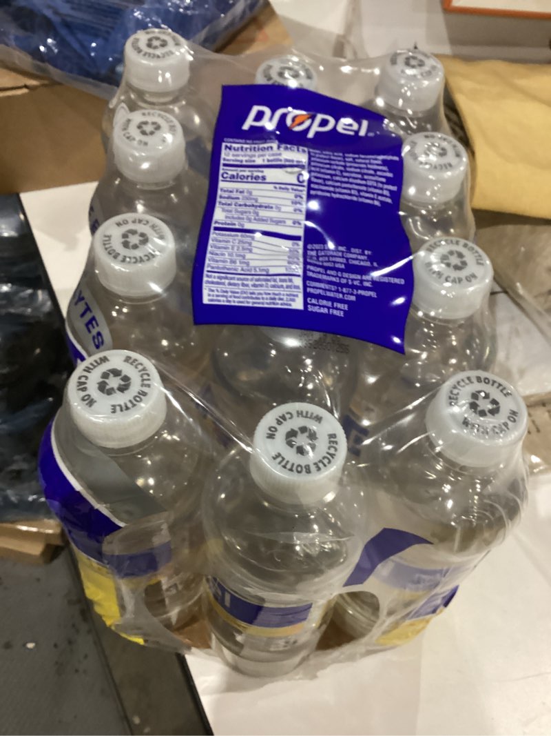 Condition photo showing New/Like New for Propel Electrolyte Enhanced Water Sports Drink, Lemon Flavored Water, Zero Calorie & Zero Sugar Hydration with Electrolytes and Vitamins C & E, 16.9 fl oz Bottles (12 Pack) Lemon 16.9 Fl Oz (Pack of 12)