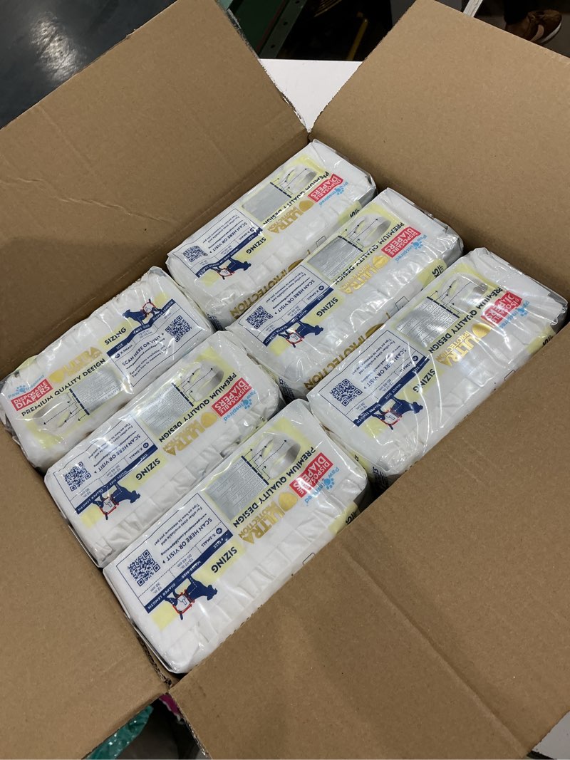 Condition photo showing New/Like New for paw inspired disposable diapers, xs, 12-count