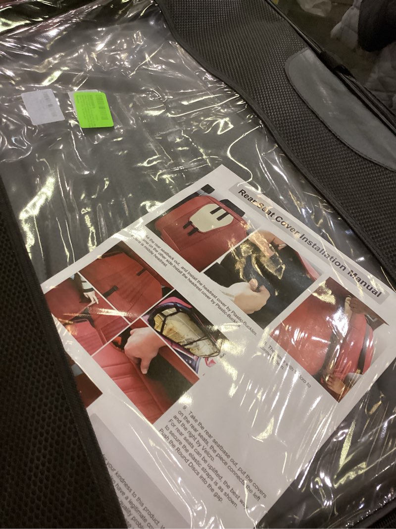 Condition photo showing Good Condition for 5 Pieces LB Front and Rear Car Seat Covers, Waterproof Nappa Leather Full Set Car Seat Protectors, Universal Auto Interior Fit for Sedans SUV Pick-up Truck, Grey