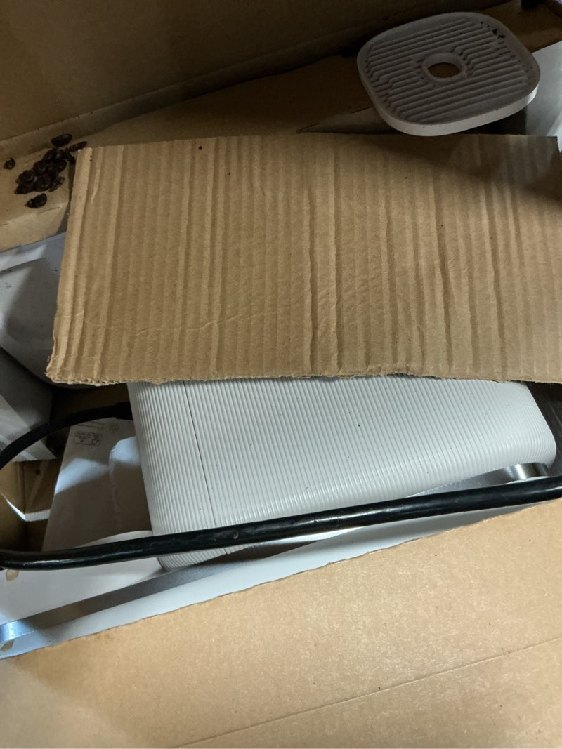 Condition photo showing As Is for philips baristina espresso machine, grind, tamp & brew coffee beans in one swipe, compact, 16 bar pump pressure, automatic grinder, natural white with white portafilter (bar300/00) espresso machine white