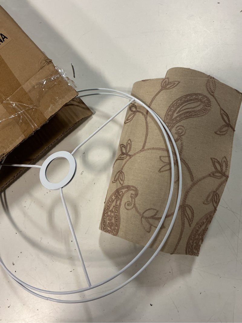 Condition photo showing Good Condition for 2-pack 13 inch drum lamp shades,paisley embroidered fabric replacement lampshades for table lamps,floor lamps,pendants,neutral boho linen 13" top x 13" bottom x 10" high shades