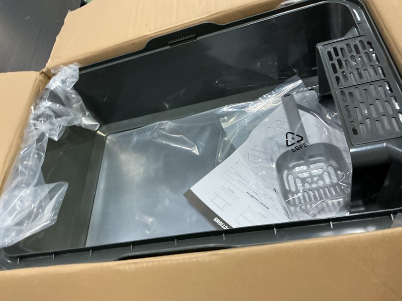 Condition photo showing Good Condition for woofigo enclosed stainless steel cat litter box with lid, xl extra large litter box for big cats, metal litter pan high sided, never absorbs odors, anti-urine leakage, easy cleaning, include scoop 5 - dark gray (pack of 1)