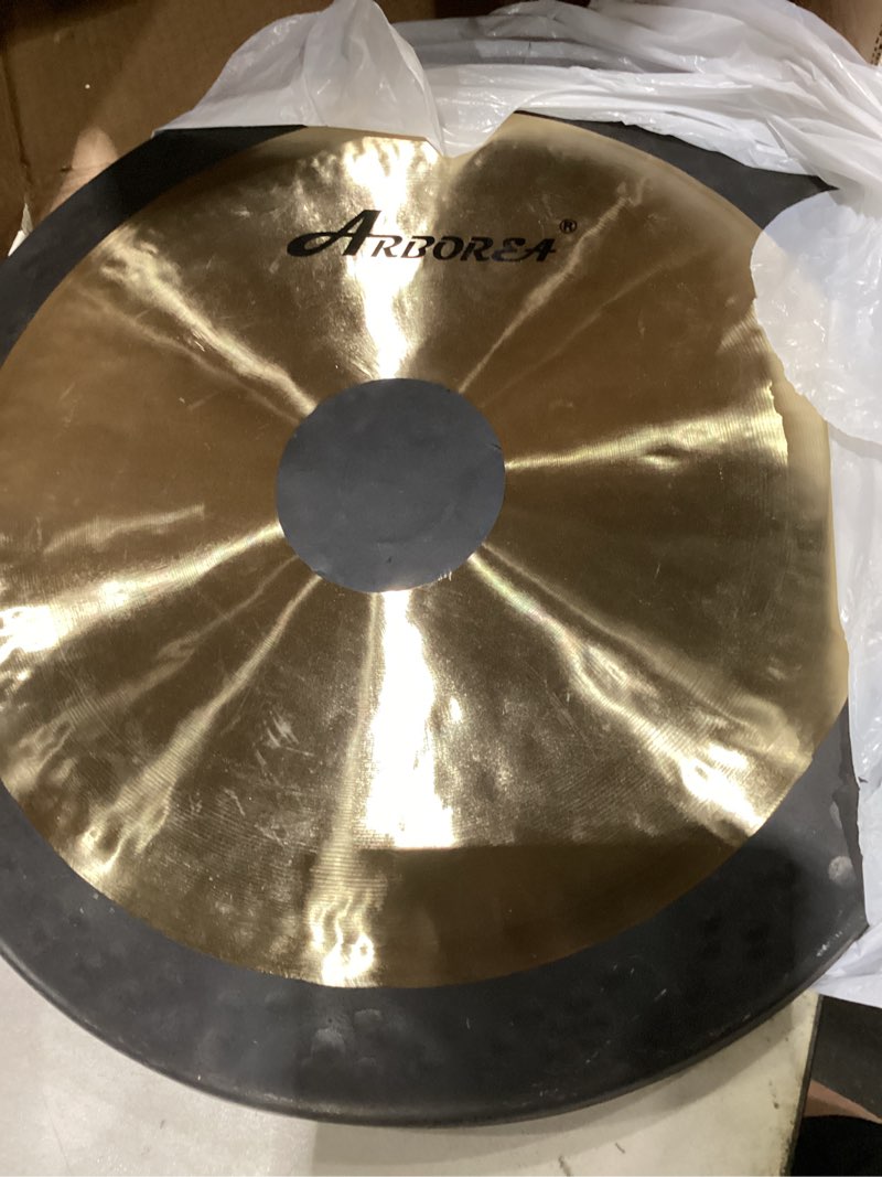 Condition photo showing Good Condition for arborea chau gong includes mallet & hanging string chinese gong 20 inch for sound healing meditation home or office 20" chau gong