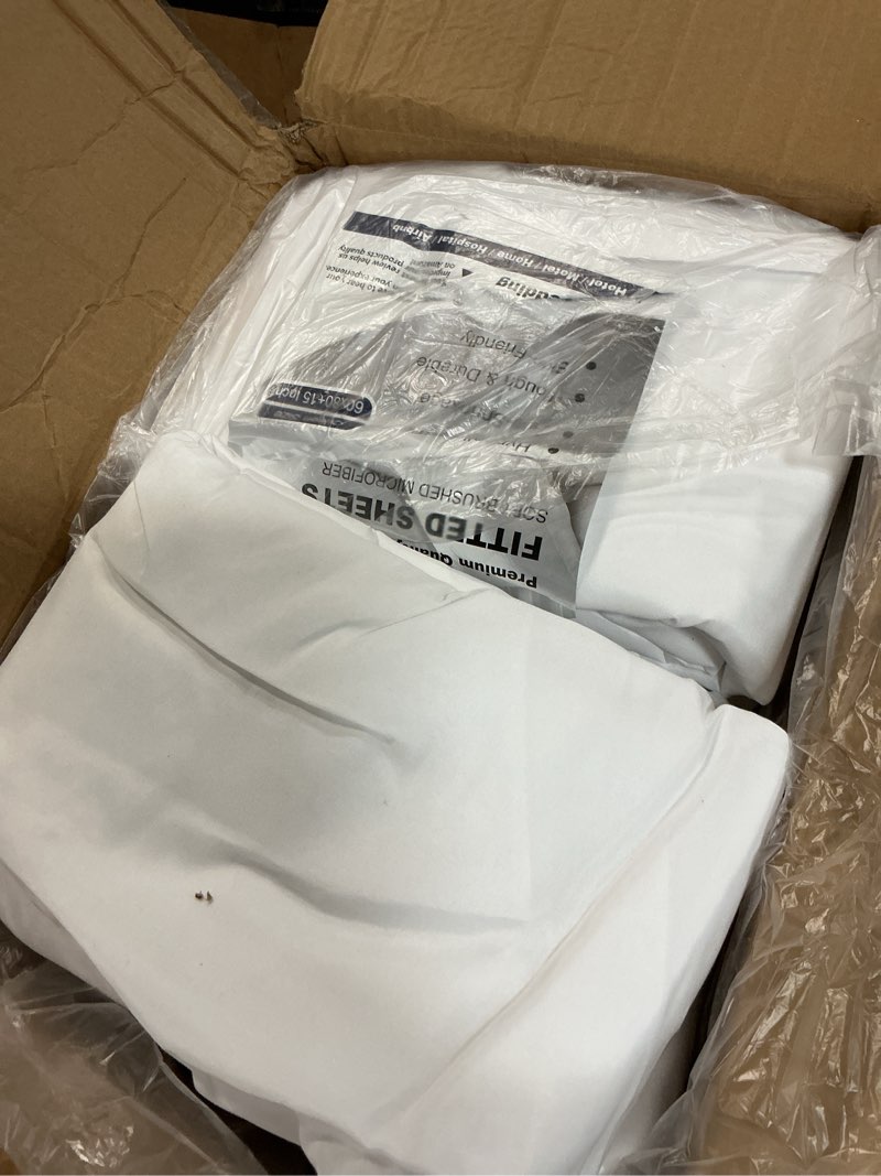 Condition photo showing Good Condition for culve white queen fitted sheet only, 24 pack bulk, microfiber, 60x80 | deep pocket, wrinkle resistant, machine washable, secure fit & oeko-tex, ideal for hotel motel airb&bs queen white 24