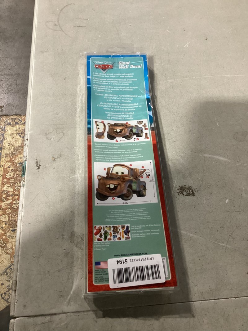 Condition photo showing Good Condition for disney roommates rmk1519gm pixar cars mater peel and stick giant wall decal pack of 1