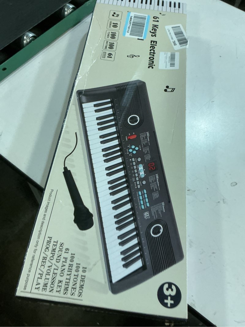 Condition photo showing New/Like New for 61 keys piano keyboard, electronic digital piano with built-in speaker microphone, portable keyboard gift teaching for beginners, electric piano for kids, birthday gift for children black