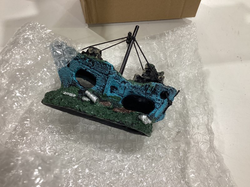 Condition photo showing Good Condition for fish tank decoration aquarium accessories, fish tank ornaments, shipwreck decor, resin material sunken ship decorations for fish favors, multi