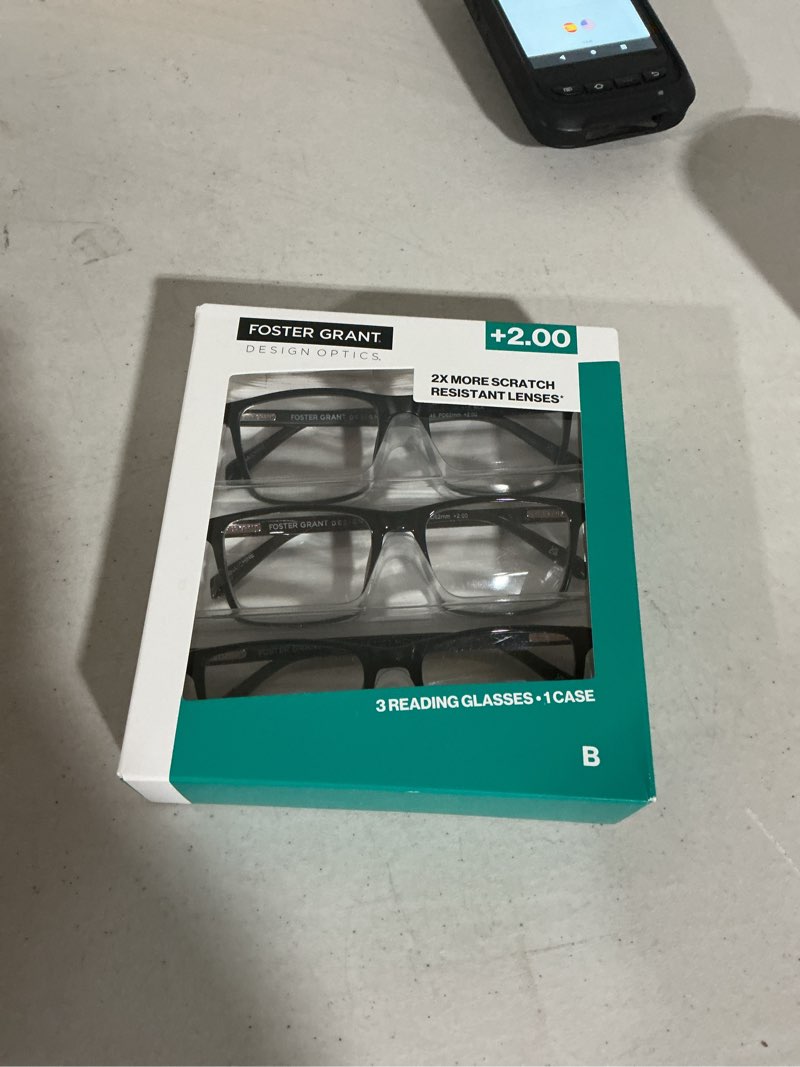 Condition photo showing New/Like New for foster grant men's pete rectangular reading glasses