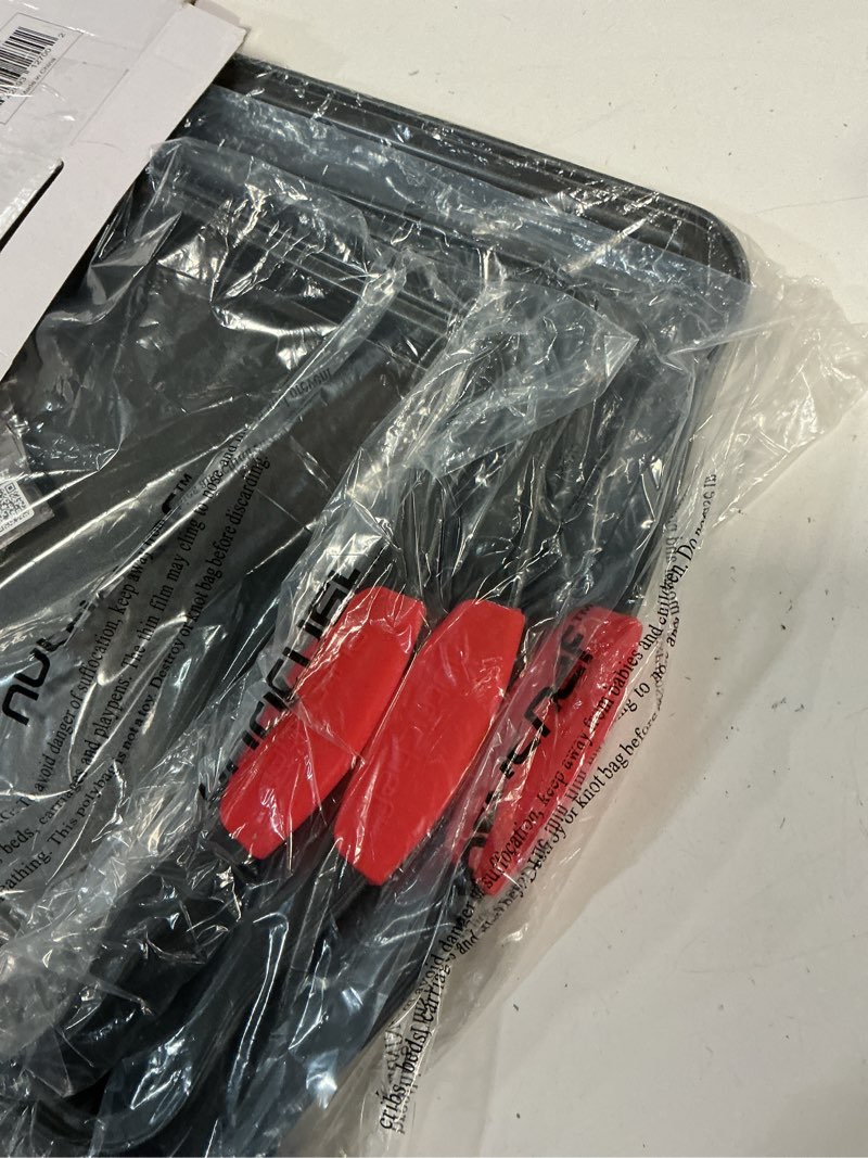 Condition photo showing Good Condition for NutriChef 3-Piece Nonstick Kitchen Oven Baking Pans - Premium & Stylish Non-Stick Steel, Commercial Grade Restaurant Quality Metal Bakeware with Red Silicone Handles - Easy to Clean, NCSBS3S
