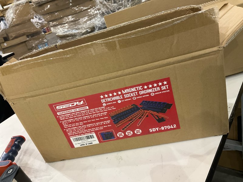 Condition photo showing Good Condition for Magnetic Socket Holder Organizer Set: 6-Piece Detachable 1/2 3/8 1/4 Drive Sockets Storage Tray Magnetic Socket Organizer Tool Box Drawer Tool Box Organizers Storage Metric SAE (Sockets Not Included) New Version – Metric & SAE