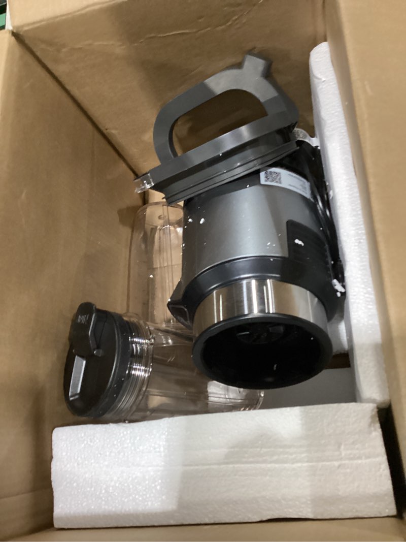Condition photo showing As Is for Ninja | Blender | Nutri Pro | Single Serve | For Smoothies, Salsa, Shakes and Frozen Drinks | Includes 2 Smoothie Cups & Lids | Crushes Ice, Fruit & Veggies |Silver | BN401 Auto Blend 1000-Peak-Watts