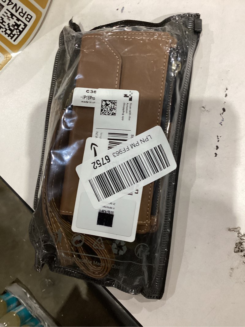 Condition photo showing New/Like New for Wallet Case Compatible with iPhone 15 Pro Max RFID Blocking 10-Card Holder Soft PU Leather Magnetic Snap Shoulder Strap Zipper Pocket Phone Case Fit for iPhone 15 Pro Max 6.7" - Brown iPhone 15 Pro Max - 6.7" Brown