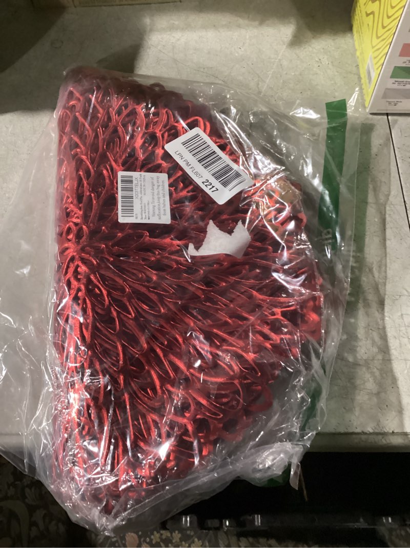 Condition photo showing Good Condition for Snowkingdom Red Placemats Pressed Vinyl Metallic Shiny Floral Dinning Mats Round Leaf Table Decoration for Halloween Mother's Day Valentine Weddings Mother's Day Christmas Holiday Celebrations 18 Pack Red 18