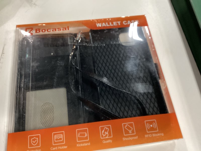 Condition photo showing Good Condition for Bocasal Detachable Wallet Case for iPhone 14 Plus RFID Blocking Card Slots Holder Premium PU Leather Magnetic Kickstand Shockproof Wrist Strap Removable Flip Protective Cover 5G 6.7 inch (Black)