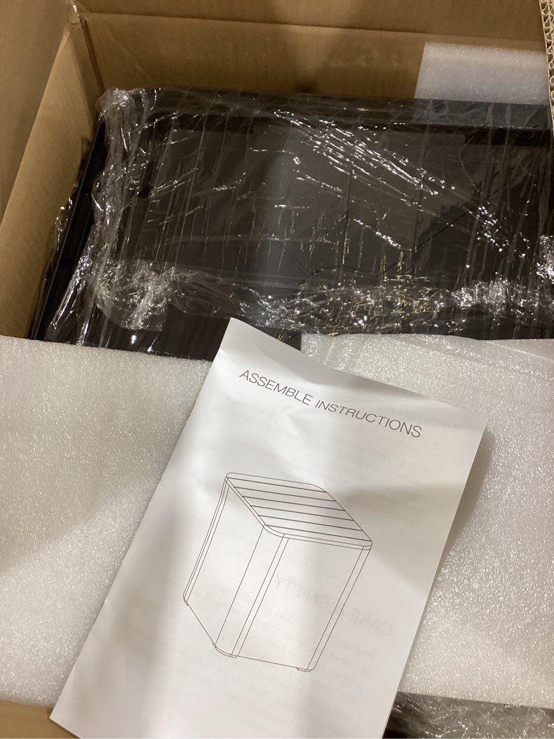 Condition photo showing Good Condition for tipgo bathroom trash can with lid, 10 liter/ 2.6 gallon slim garbage can, small trash bin waste basket with pop-up lid for kitchen, bedroom, living room, office (black) 1 pack black