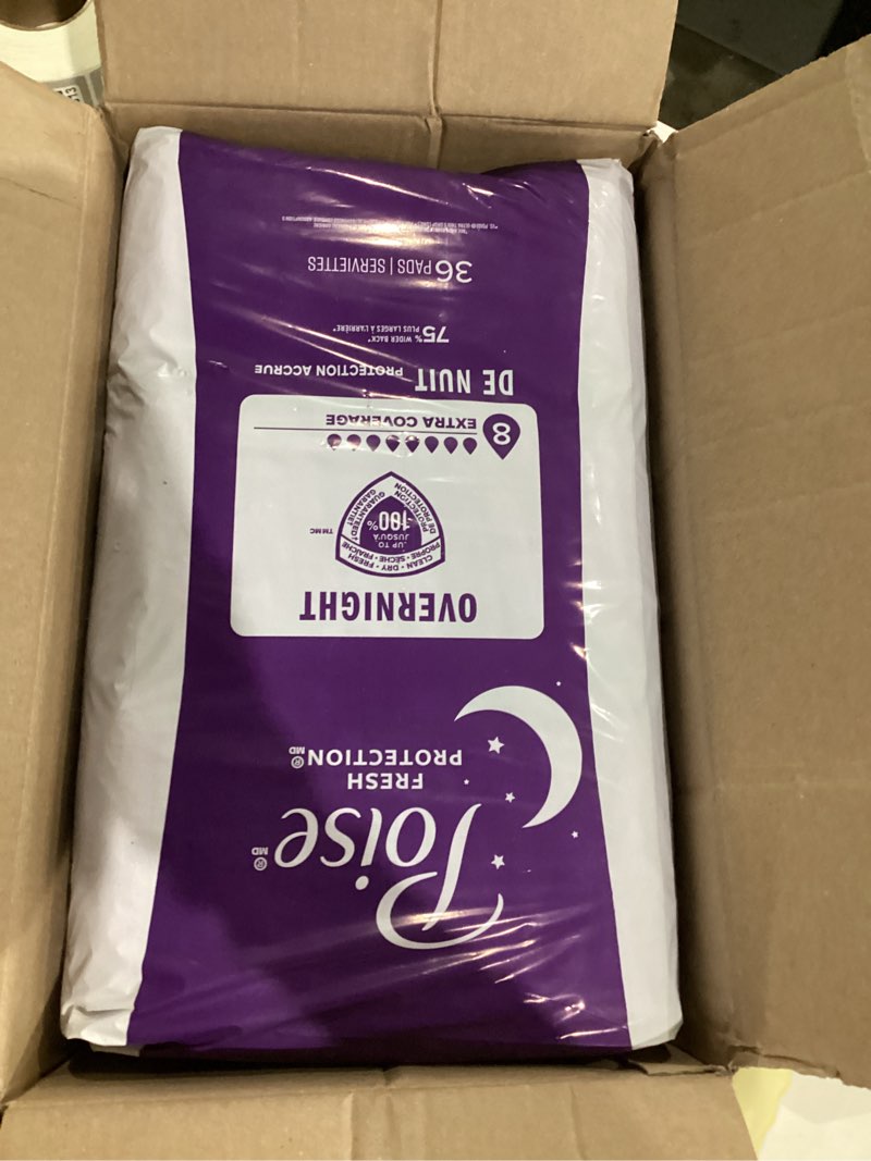 Condition photo showing New/Like New for poise overnight incontinence & postpartum pads for bladder leaks, 8 drop extra coverage, 72 count (2 packs of 36), packaging may vary extra-coverage 72