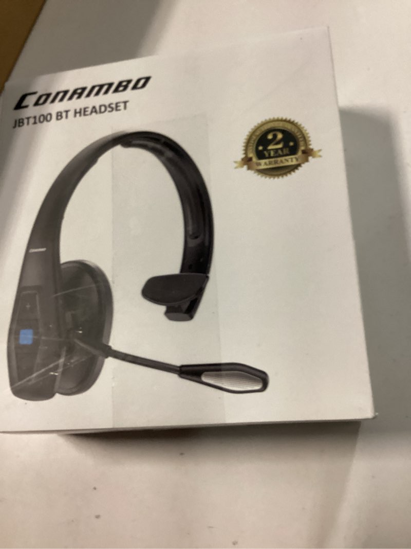 Condition photo showing New/Like New for conambo noise cancelling bluetooth headset v5.1, 35hrs hd talktime cvc8.0 dual mic hands-free wireless headset, bluetooth headphones with mute button for cell phones business home office trucker