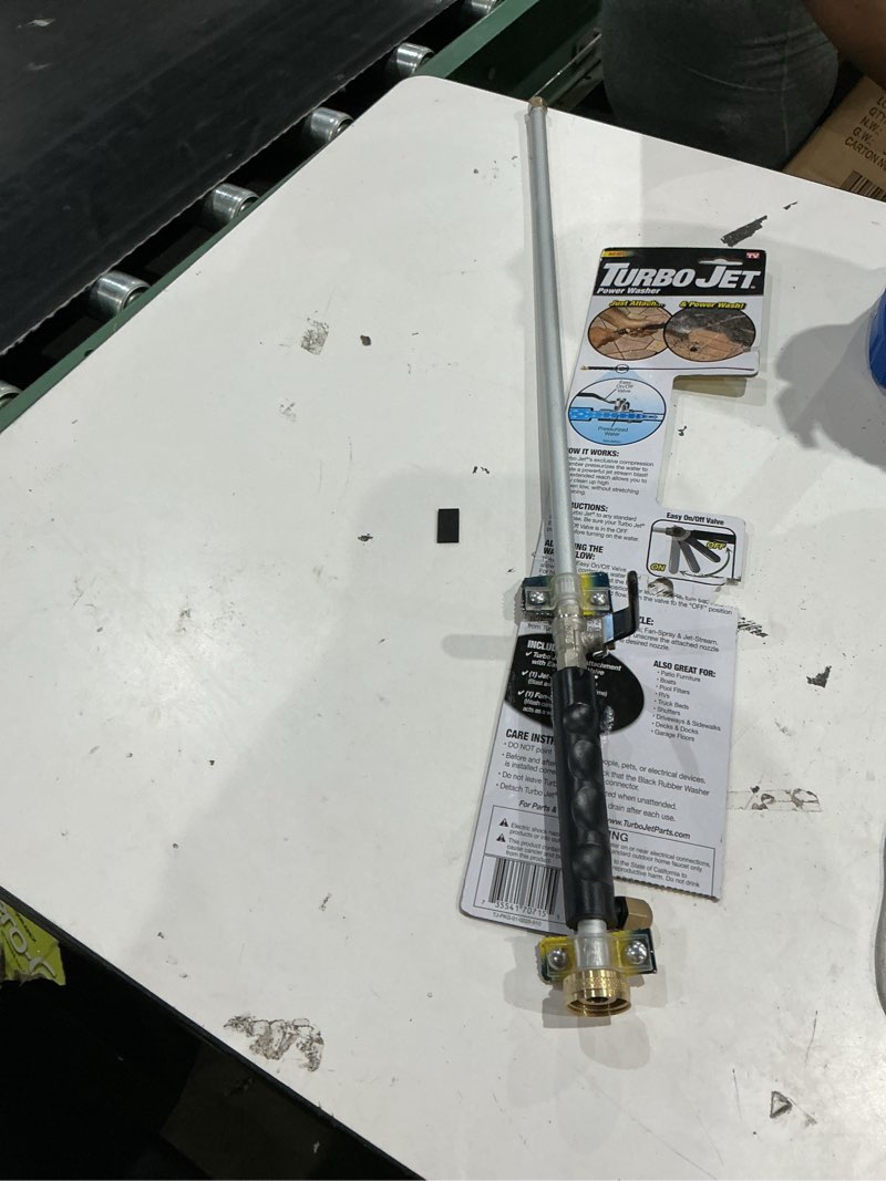 Condition photo showing As Is for turbo jet rear trigger adjustable spray garden hose nozzle - turn your hose into a power washer - easy attachment - 2 patterns