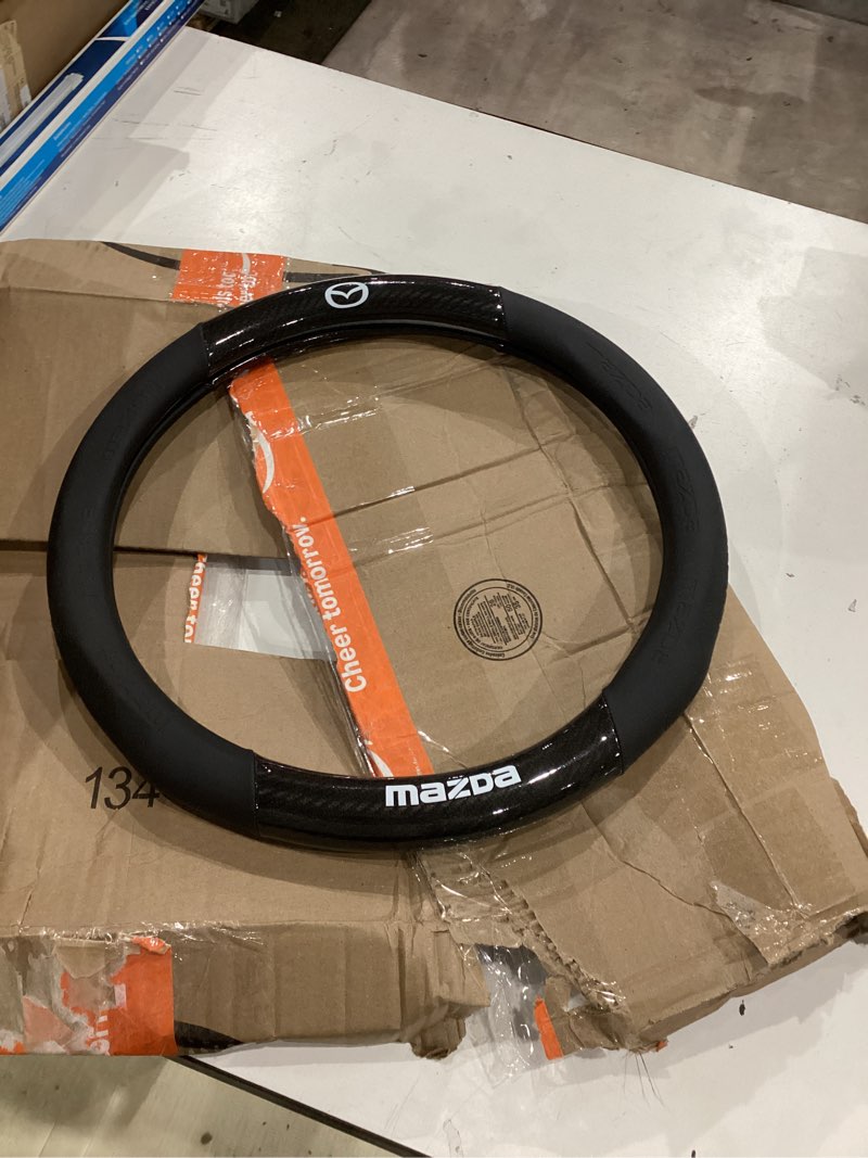 Condition photo showing Good Condition for compitable with fit mazda steering wheel cover,stylish nappa leather carbon fiber texture protector,non-slip,universal 15inch fit mazda 3 6 cx30 cx50 cx5 accessories (new) new-maz