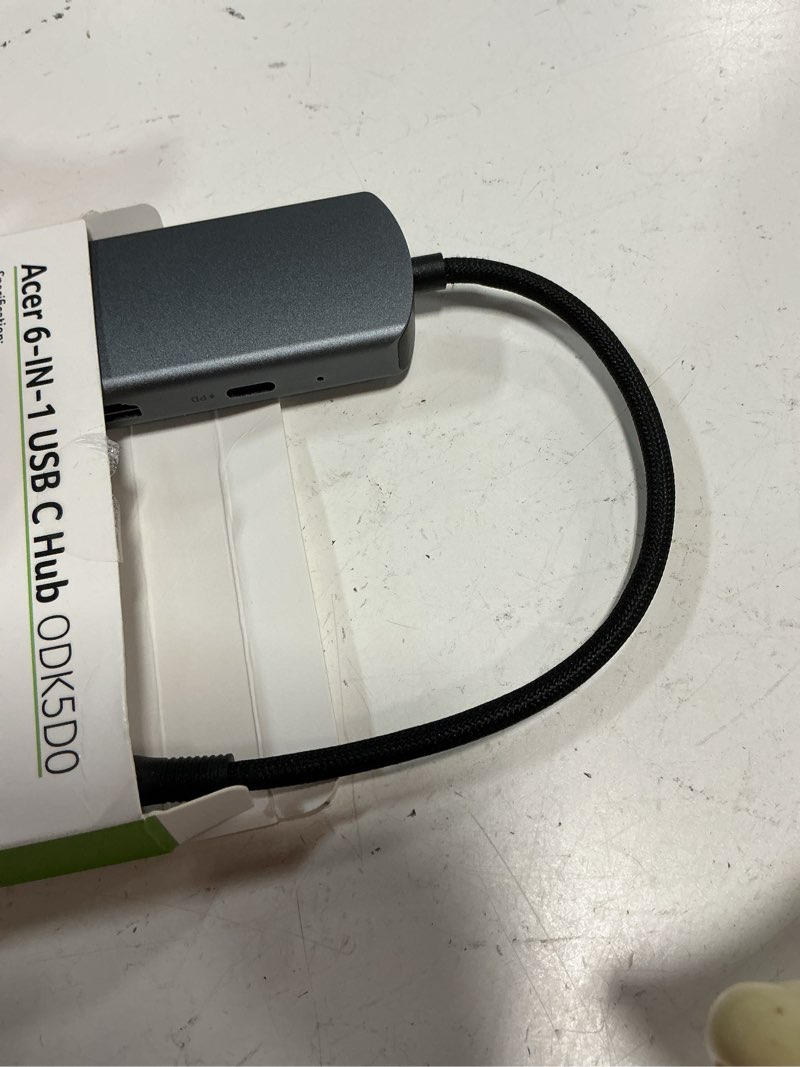 Condition photo showing Good Condition for acer 6 in 1 usb c hub with ethernet, 4k@60hz usbc to hdmi multiport adapter, 100w pd charging, 2xusb a & 1xusb c data ports usb c splitter for macbook neo/pro m5/air, acer, ipad, iphone 17/16/15
