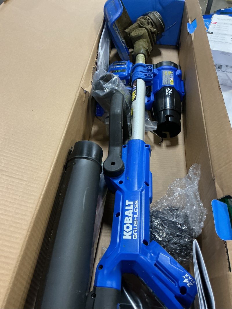 Condition photo showing As Is for wild badger 20v fast-charging electric weed wacker & leaf blower 7500rpm motor