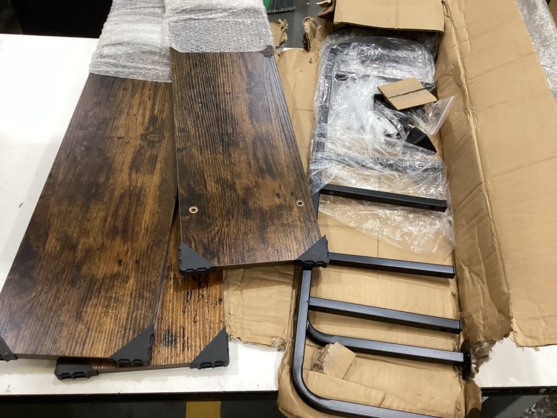 Condition photo showing As Is for 3 tier industrial pipe floating shelf, 31.5\\\" kitchen wall shelves rustic brown 31.5 inch?3 tier?