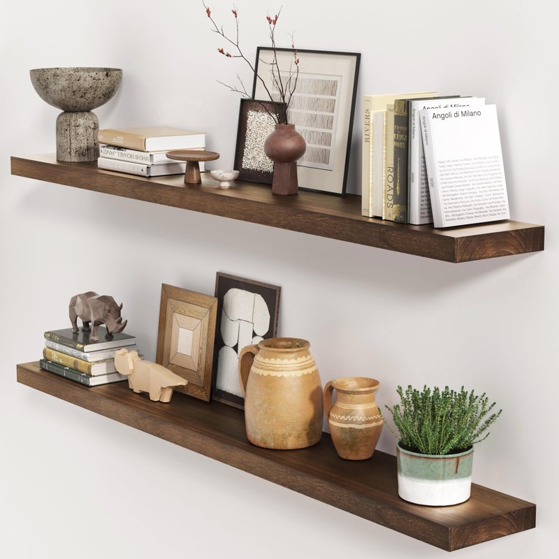 fuqing Floating Shelves for Wall, Wall Mounted Wood Floating Shelf with Invisible Brackets for Livin
