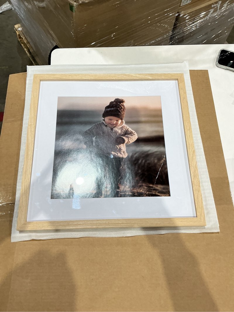 Condition photo showing Good Condition for kinlink 16x16 picture frame, natural square solid wood frames for pictures 12x12 with mat or 16x16 without mat, wall display photo frames natural wood 4 pack natural 16x16