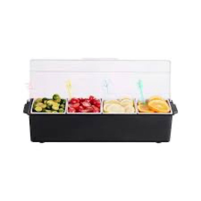VEVOR Chilled Condiment Server, 4 Compartment Ice Cooled Condiment Serving Container, Chilled Garnis