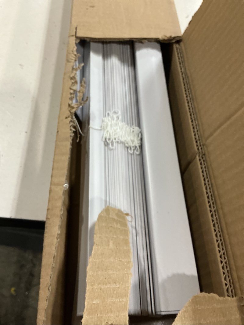 Condition photo showing Good Condition for chicology cordless mini blinds for indoor windows, 35" w x 72" h, white vinyl 1" slats with tilt wand, light filtering to room darkening, moisture-resistant, child-safe, screw-mount installation 35"w x 72"h white (commercial grade)