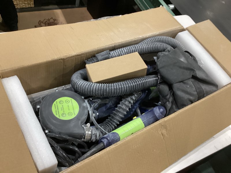 Condition photo showing As Is for 1050w electric drywall sander with vacuum, 7 speeds (800–2100rpm), foldable & extendable handle, 12 sanding discs, for walls, ceilings, floors (green) 7 variable speed